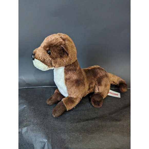 Aurora Sea Otter Plush Stuffed Animal 11" Long Brown toy zoo Aquarian - Picture 6 of 8
